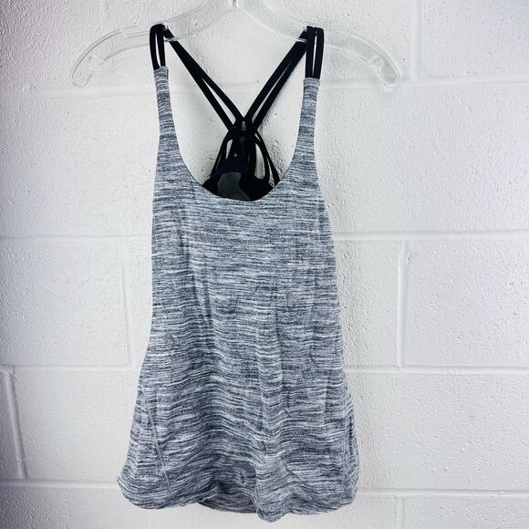 Lululemon Moment To Movement 2 In 1 Tank Space Dye Camo Black White Sz 4 Yoga - Picture 1 of 7